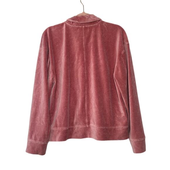 Texture & Thread Madewell Pink Velour Corduroy Bomber Zipper Jacket Size M - Picture 6 of 13